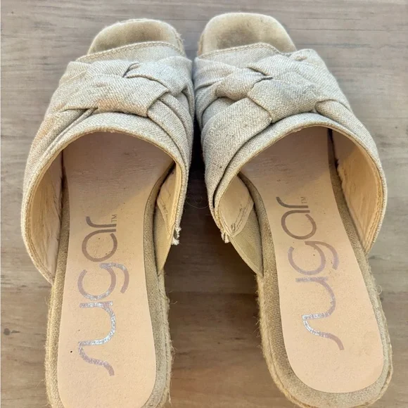 Sugar Brand Women's Harlem Beige Woven Wedges - Picture 10 of 12